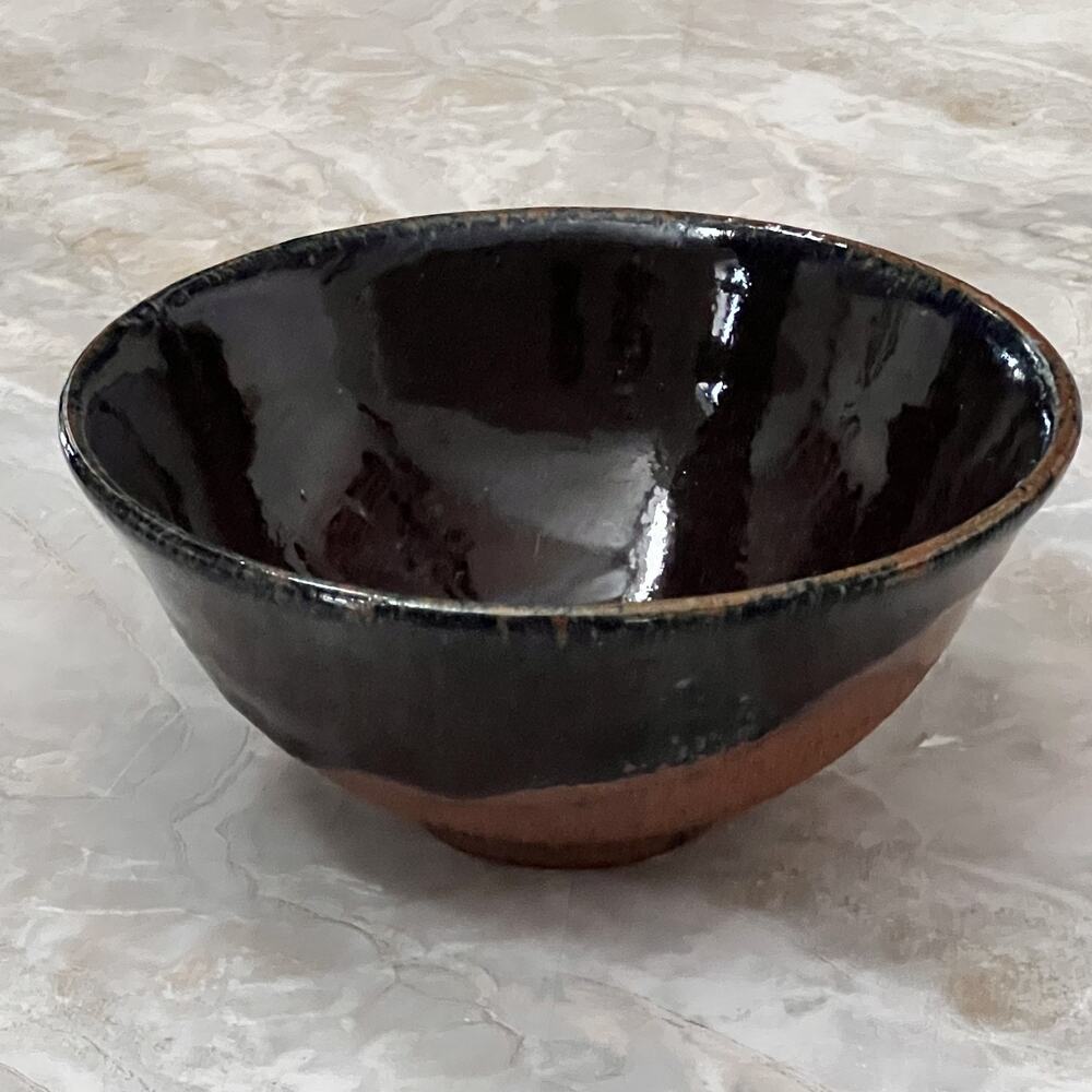 Studio Art Pottery Bowl 5" Brown Purple High Gloss Finish Artist Signed